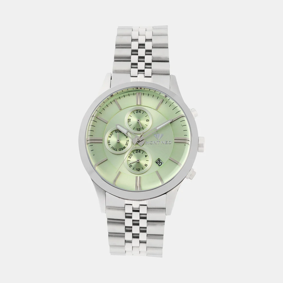 Mont Neo Men Quartz Sea Green Dial Multi-Function Metal Watch 1049M-M1117