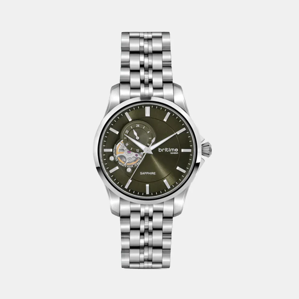Britime Men Automatic Green Dial Analog Metal Watch 166-M11801