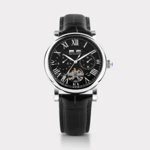 Britime Motion Men Automatic Black Dial Multi-Function Leather Watch 323-L10406