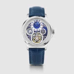 Britime Aquatica Men Automatic Blue Dial Multi-Function Leather Watch 274-L10507