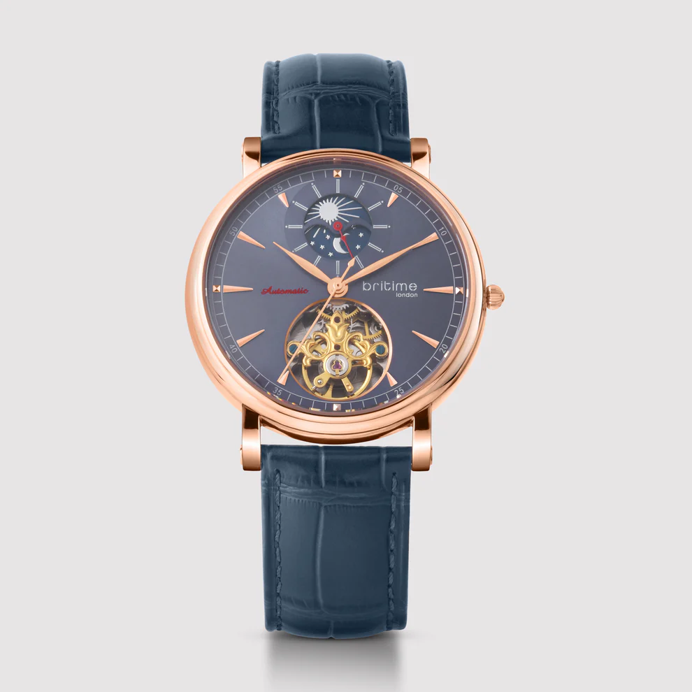 Britime Jupiter Men Automatic Blue Dial Analog Leather Watch 127-L30507