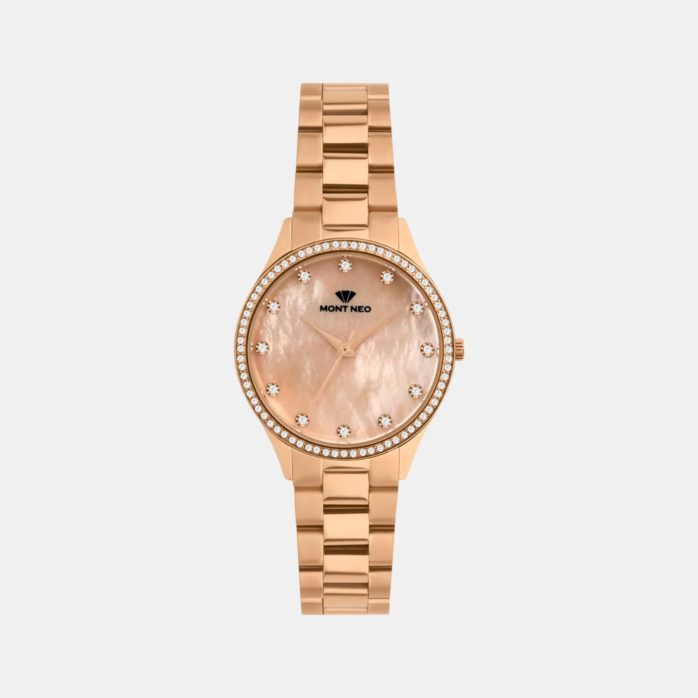 Mont Neo Women Quartz Rose Dial Analog Metal Watch 4509B-M3307