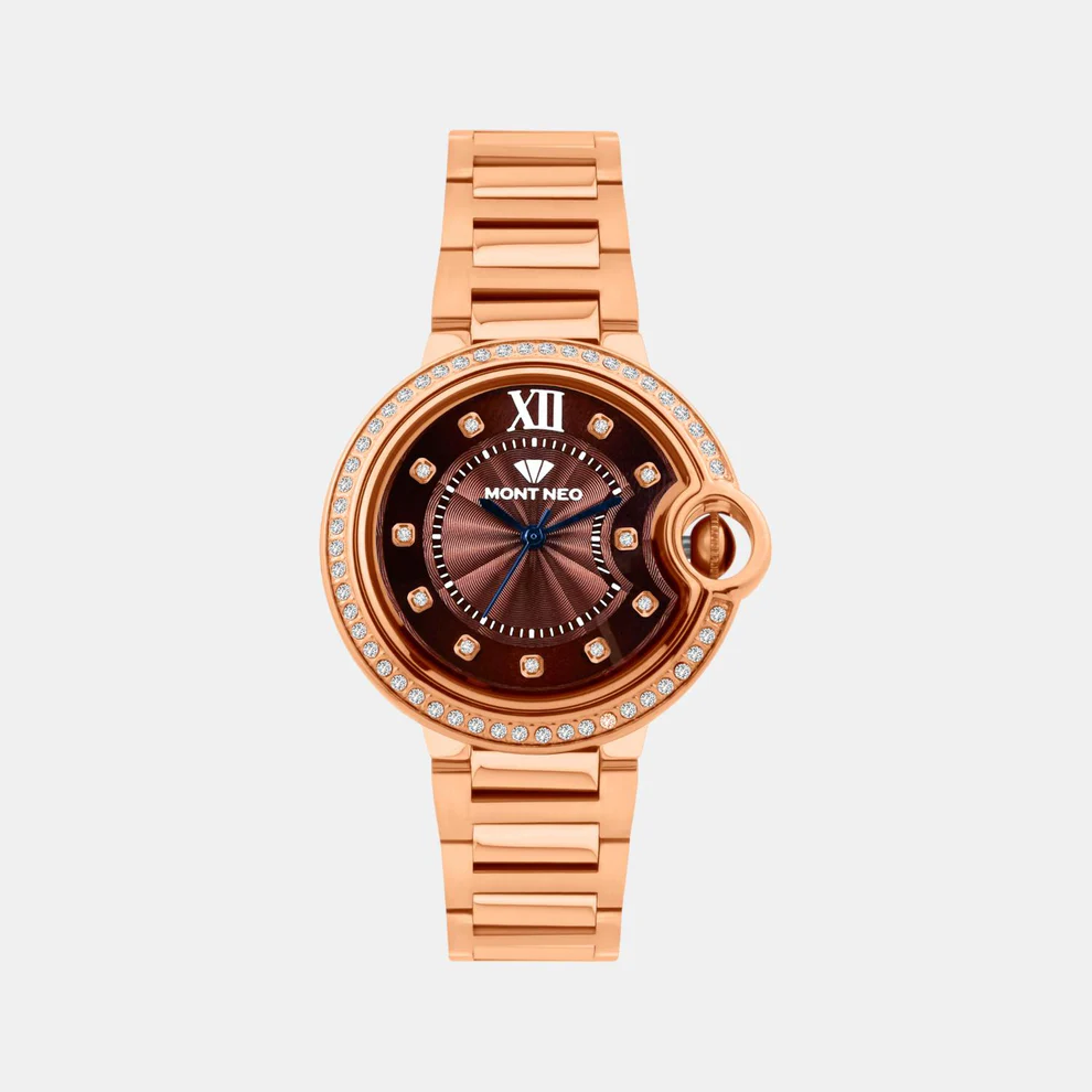 Mont Neo Women Quartz Brown Dial Analog Metal Watch 4510B-M3306