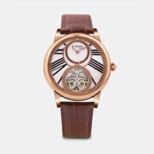 Britime Men Automatic Silver Dial Analog Leather Watch 675-L30308