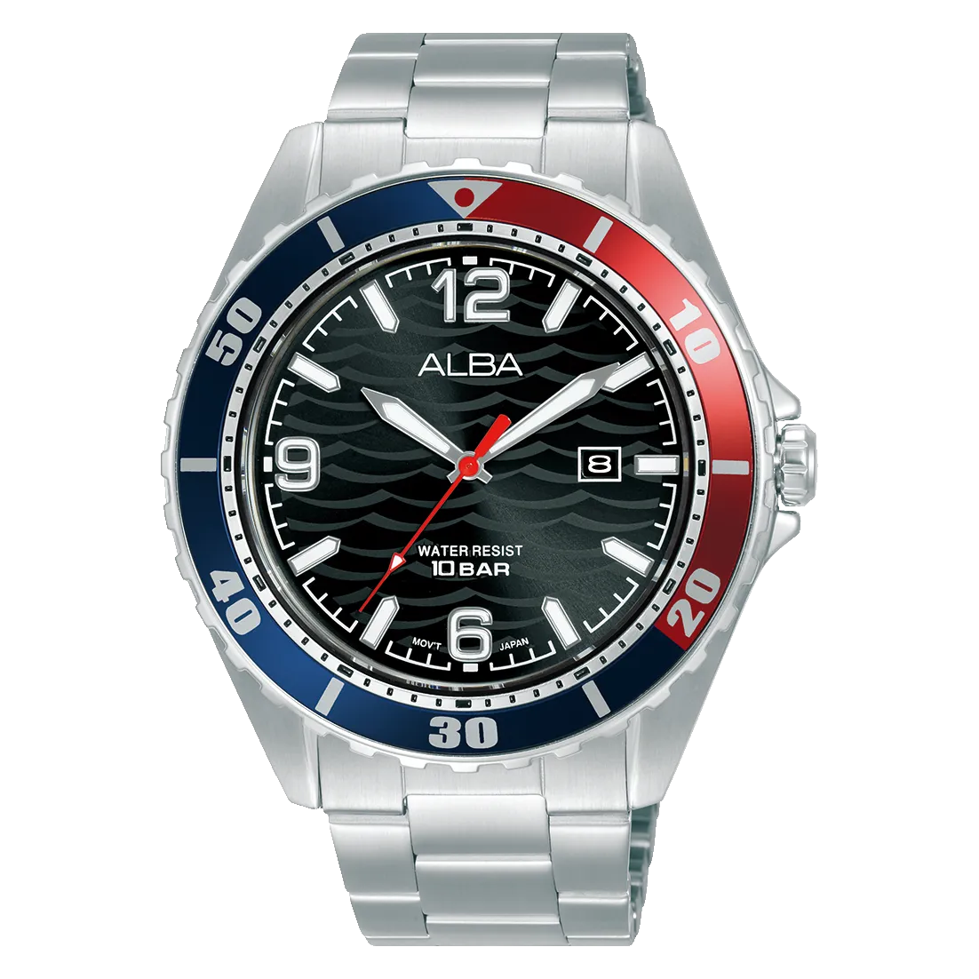 Alba Black Ripple Patterned Dial- AG8N45X1