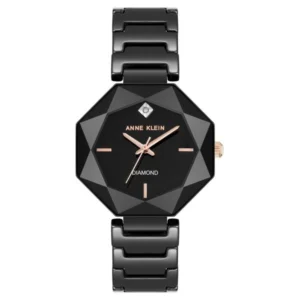 Anne Klein Quartz Analog Black Dial Ceramic Strap Watch For Women ak5064bkbk
