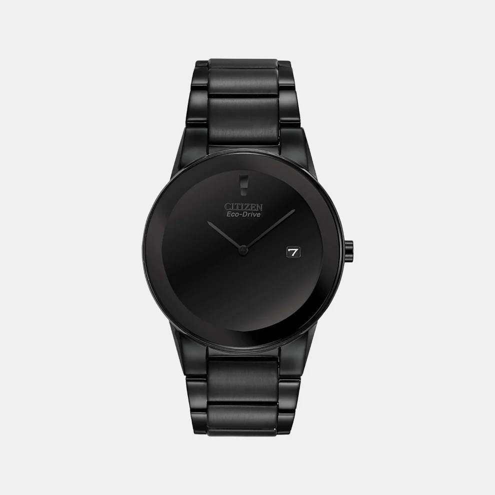 Axiom Eco-Drive Men's Black Analog Stainless Steel Watch AU1065-58E