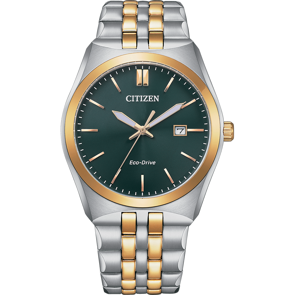 Eco-Drive Men Green Dial Analog Stainless Steel Watch BM7339-89X