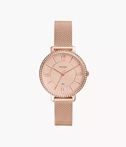 FOSSIL Jacqueline Three-Hand Date Rose Gold-Tone Stainless Steel Watch ES4628i