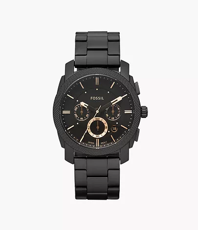FOSSIL Machine Mid-Size Chronograph Black Stainless Steel Watch FS4682