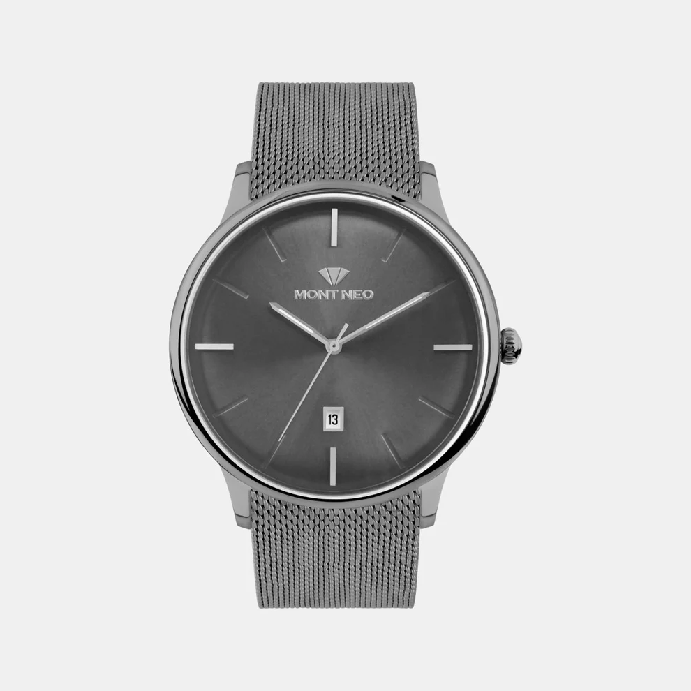 Mont Neo Men Quartz Gun Dial Analog Mesh Watch G1052E-B8816