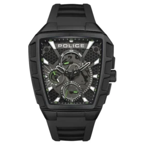 POLICE Multifunction Black Dial Black Color Silicone Strap Watch For Men ntplpewgq0056801