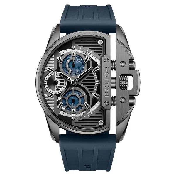 POLICE Quartz Multifunction Black Dial Blue Silicon Strap Watch For Men ntplpewgq2203604