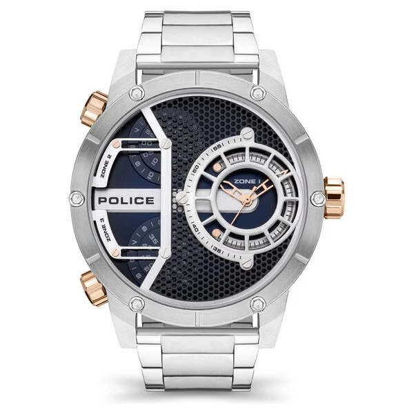 POLICE Quartz Multifunction Blue Dial Stainless Steel Strap Watch for Men ndplpewjg2118104