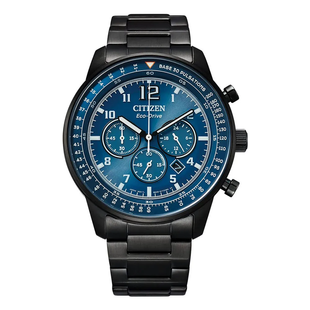 Eco-Drive Men Blue Dial Chronograph Stainless Steel Watch CA4505-80L